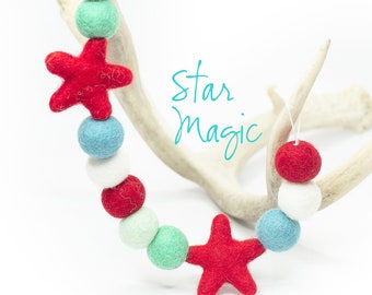 Star Magic | Felt Star | Red White & Blue Garland | 4th of July Party | Americana Garland | Felt Garland | July 4th | Independence Day