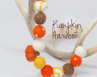 Pumpkin Harvest Garland -Felt Pumpkin Garland -Fall Garland -Felt pumpkins -Orange and Yellow Felt Balls -Halloween bunting -Halloween decor