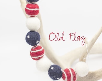 Felt Ball Garland: Red, White & Blue - Americana Decor