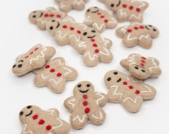 Hand-felted Wool Gingerbread Man: Christmas Garland Ornament, diy