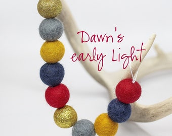 Dawn's Early Light | Red & Gold Garland | 4th of July Party | Americana Garland | Felt Ball Garland | July 4th | Independence Day