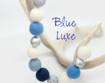 Blue Luxe | White & Blue Garland | 4th of July Party | Americana Garland | Felt Garland | July 4th | Independence Day