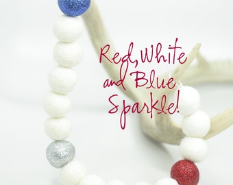 Red White Blue Sparkle | Red & Blue Garland | 4th of July Party | Glitter Garland | July 4th | Independence Day