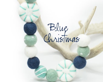 Blue Christmas | Winter Garland | Felt Peppermint | Blue Christmas Decorations | Christmas Candy garland | Whimsical Christmas