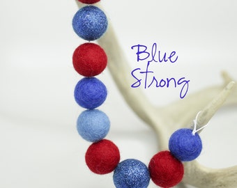 Red White & Blue Felt Ball Garland: Americana Decor