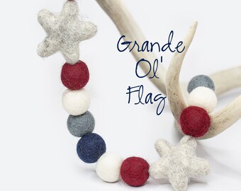 Grand ol Flag | Felt Star | Red White & Blue Garland | 4th of July Party | Americana Garland | Felt Garland | July 4th | Independence Day