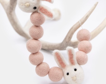 Boho Neutral Salmon Bunny | Girl Nursery Decor | Easter Garland | Felt Bunny | Easter Banner| Bunny Banner | Easter Mantle