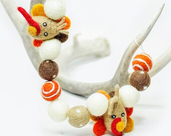 Felt Turkey Garland: Autumn Thanksgiving Decor