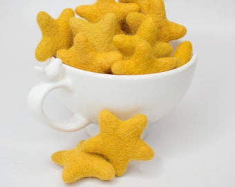 Solid Mustard Wool Stars - Felt Stars -You Choose -Colorful Felt Stars -Yellow Star -Blue Star -Felt Ball Garland -Star Garland -White Felt