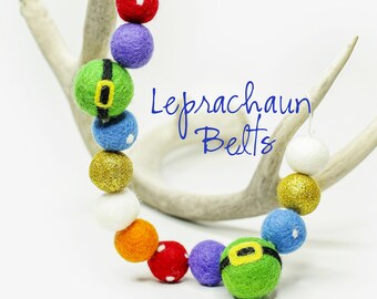 St Patrick's Day Felt Ball Garland: Leprechaun Belts & Shamrocks