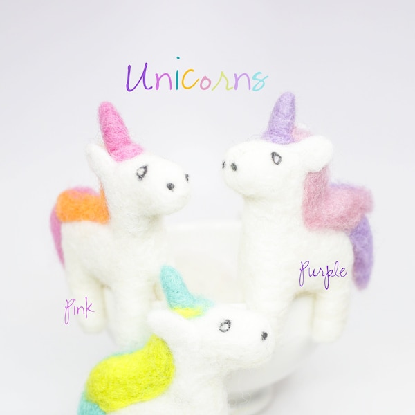 Felt Unicorns | Magical Unicorn Decorations | Nursery | Kids Play | Unicorn Garland DIY | Felt White Horse | Girls Room | Needle Felted