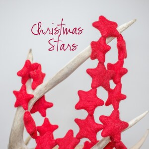 Red Felt Star -Wool ball garland -felt ball garland -Red Star Garland -Christmas felt balls -Christmas Garland -Red decor -Star Garland