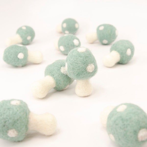 Sea Glass Felt Mushrooms | Woodland Decor | Felt mushroom decor | Toadstool | Needle Felted Mushroom | Needle Felt Toadstool | DIY Mobile