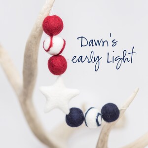 Dawn's Early Light -Red White & Blue Garland -Fourth of July Party -Americana Garland - Wool Felt Poms -Felt Ball Garland -Independence Day