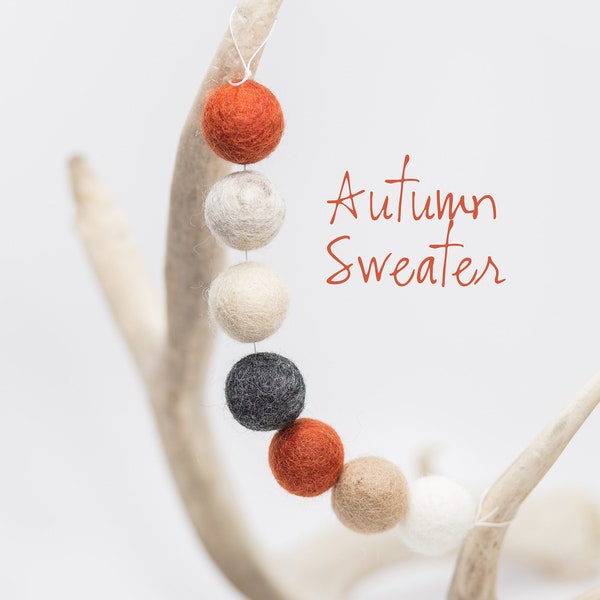 Autumn Sweater Fall Garland -Autumn Garland -Orange felt balls -Felt Ball Garland  Fall Bunting -Fall Mantle -Fall Garland -Fall Decor