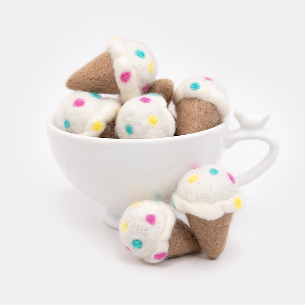 Felt Ice cream Cone | Felt Birthday Party Supplies | Vanilla Icecream with Sprinkles | Sweets Party | Play Food | Pretend Play