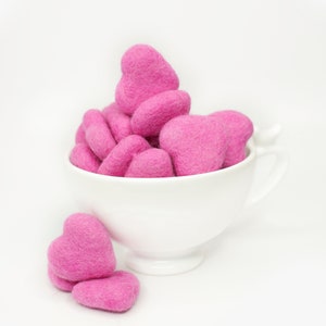 Bubblegum Pink Wool Felt Hearts: Valentine&#39;s Day Garland Decor