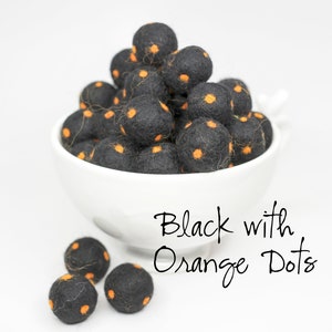 Black with Orange Polkadot Felt Ball -Halloween Wool Felt Pom Poms - Black Wool Felt Balls -Dot felt balls *Pom Garland -Felt Ball Garland