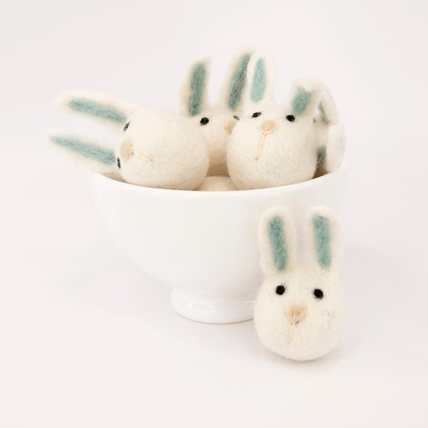 Boho Seaglass Bunny -Needle Felted White bunny -Bunny garland -Easter Garland -Easter Rabbit -Felted bunny -Easter Mantle -White Rabbit