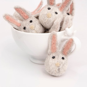 Needle Felted Wool Bunny: Boho Easter Decor, Cotton Field & Salmon Pink