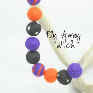 Halloween Felt Ball Garland: Orange, Purple & Black Fall Decor