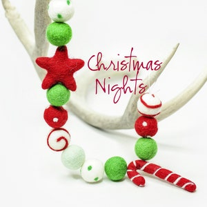 Christmas Night | Felt Candy Cane Garland | Christmas garland | Felt peppermint Garland | Christmas decor | Whimsical Garland