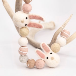 Boho Neutral Salmon Bunny | White Felt Bunny | Girl Nursery Decor | Easter Garland | Felt Bunny | Felt Easter | Bunny Rabbit | Easter Mantle