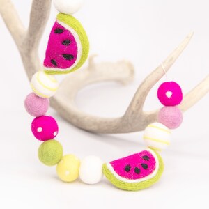 Felt Summer Fruit Garland: Watermelon & Pom Decor