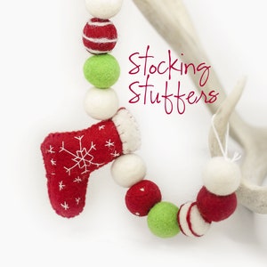 Stocking Stuffers -Felt Christmas Garland -Christmas Stocking  -Christmas Mantle -White Felt Balls-Christmas Tree Garland -Felt Ball Garland