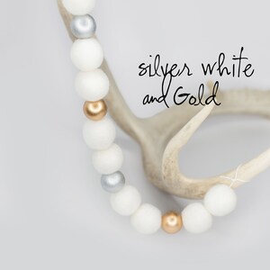 Silver, White & Gold Felt Ball Christmas Garland