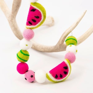 Felt Summer Garland: Watermelon & Pom Decor