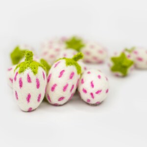 Handmade Wool Felt Strawberries: Pink Felt Fruit