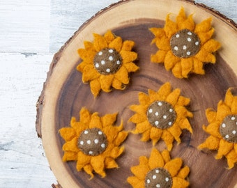 Boho Sunflowers -Ochre Felt Sunflower -Felt Flowers -Fall Flowers -Autumn Decorations -Polkadot Sunflower