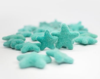 Aqua Felt Stars -4th of July Star -Felt Shape