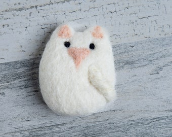 Felt White Kitty | Pink and White Cat | Felt Shapes | Girl Theme Mobile DIY | Cat Ornament DIY | Needle Felted Handmade