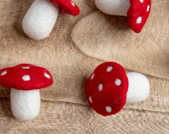 Red Flat Top Mushroom | Felt Field Mushrooms | Woodland Decor | mushroom decor | Toadstool | Needle Felt Toadstool | DIY Mobile