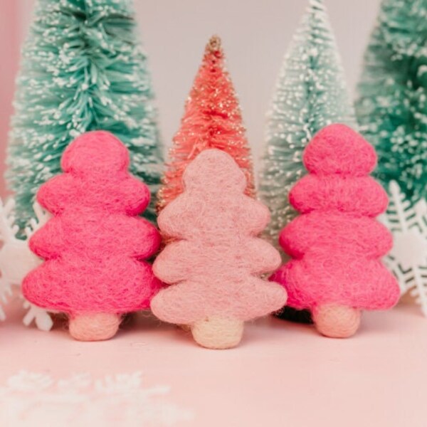 Jumbo Pink Felt Trees | Whimsical Felt Trees | Tree Decor | Christmas Trees | Pink Christmas Tree | DIY Ornament