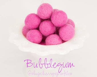 BUBBLEGUM Pink Felt Balls | 2.5 cm Pom Balls | 100% Wool Felt Balls | Felt Pom Poms | Loose Felt Balls | DIY Pom Garland | Wholesale