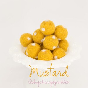 Mustard Polkadot Felt Balls -100% Wool Felt Poms -Yellow Wool Felt Poms *Pom Garland -Felt Ball Garland -balls - Polkadot felt balls *2CM