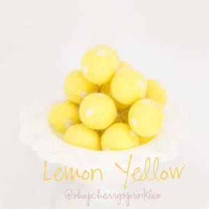 Yellow Polkadot Felt Balls -100% Wool Felt Poms -Yellow Wool Felt Poms *Pom Garland -Felt Ball Garland - Polkadot felt balls *2CM