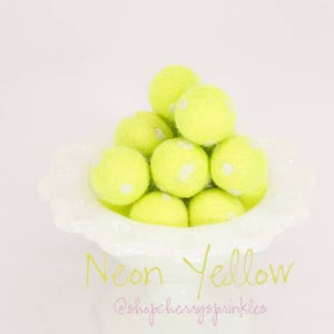 Neon Yellow Felt Balls -100% Wool Felt Poms -Yellow Wool Felt Poms *Pom Garland -Felt Ball Garland - Polkadot felt balls *2CM