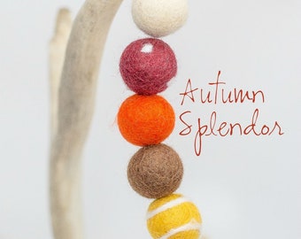Autumn Splendor -Fall Garland -Fall Decoration -Red Orange Cream Fall Colors -Fall Bunting -Autumn Decor -Felt Ball Garland -Pom Pom Garland