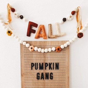 Ivory Pumpkin Garland -Felt Pumpkin Garland -Fall Garland -Felt pumpkins -Mustard Pumpkins -Rustic Farmhouse decor