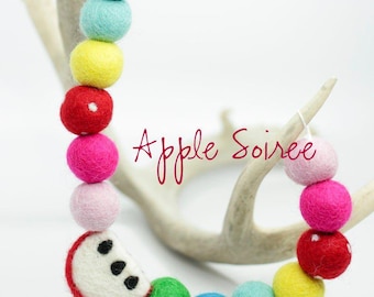 Apple Felt Ball Garland: Teacher's Gift, First Day of School Decor