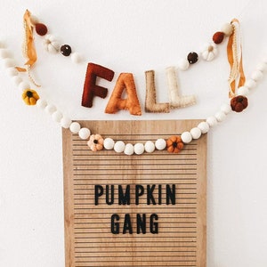 Fall Garland -Felt Pumpkins -Autumn garland -Felt Letters -Fall Mantel -Autumn Decor -Handstitched felt letters -Stuffed letter garland