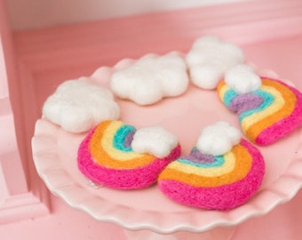 Felt Rainbow -Felt White Clouds -Rainbow Photo Prop -Rainbow Birthday -Rainbows and Unicorns -Spring Decor -Playroom Decor -Nursery Decor -