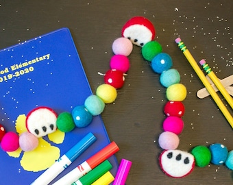 Apple Felt Ball Garland: Teacher's Gift, First Day of School Decor