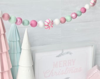 Felt Candy Cane Christmas Garland: Victorian Whimsical Decor