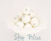 Sky Blue Polkadot Felt Balls 2CM -100 Wool Felt Pom Poms - Blue Wool Felt Balls Pom Garland - Diy Felt Ball Garland -Blue Polkadot