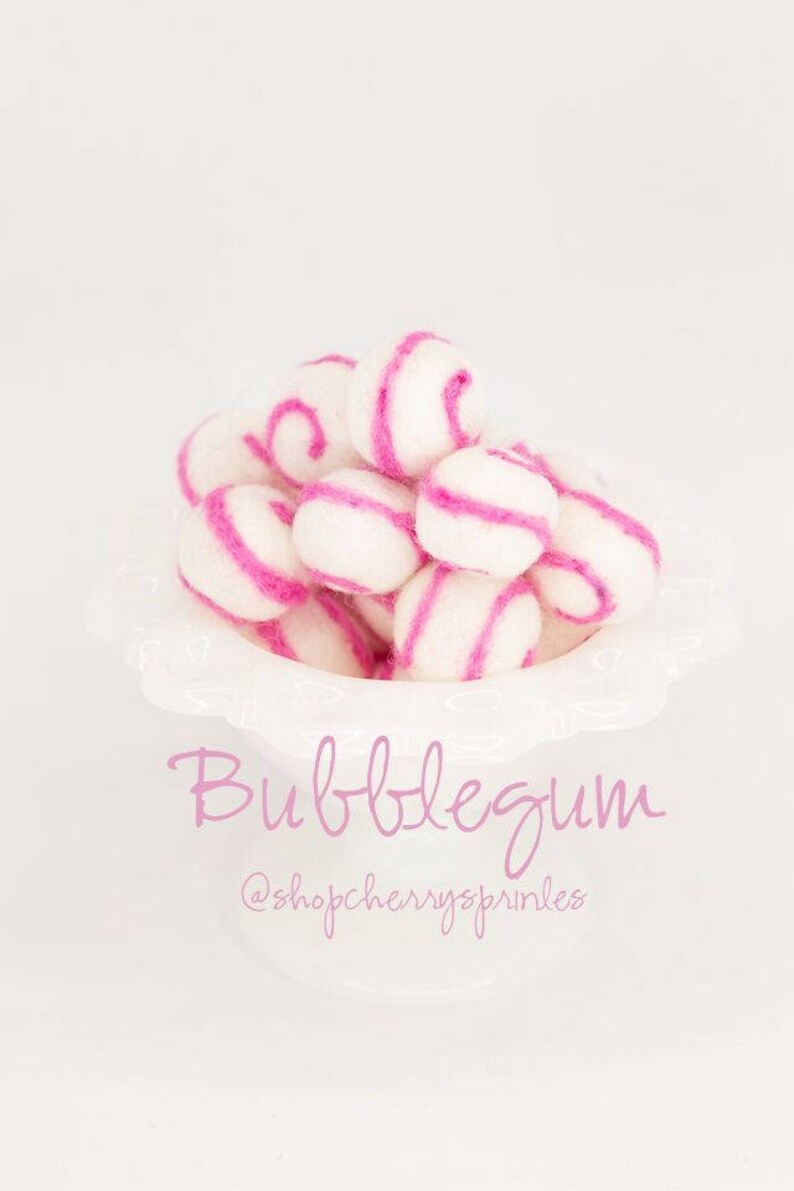 Bubblegum Pink Felt Balls 2CM 100% Wool Felt Poms Pink Wool Felt Balls Pom Garland Felt Ball Garland Polkadot image 4